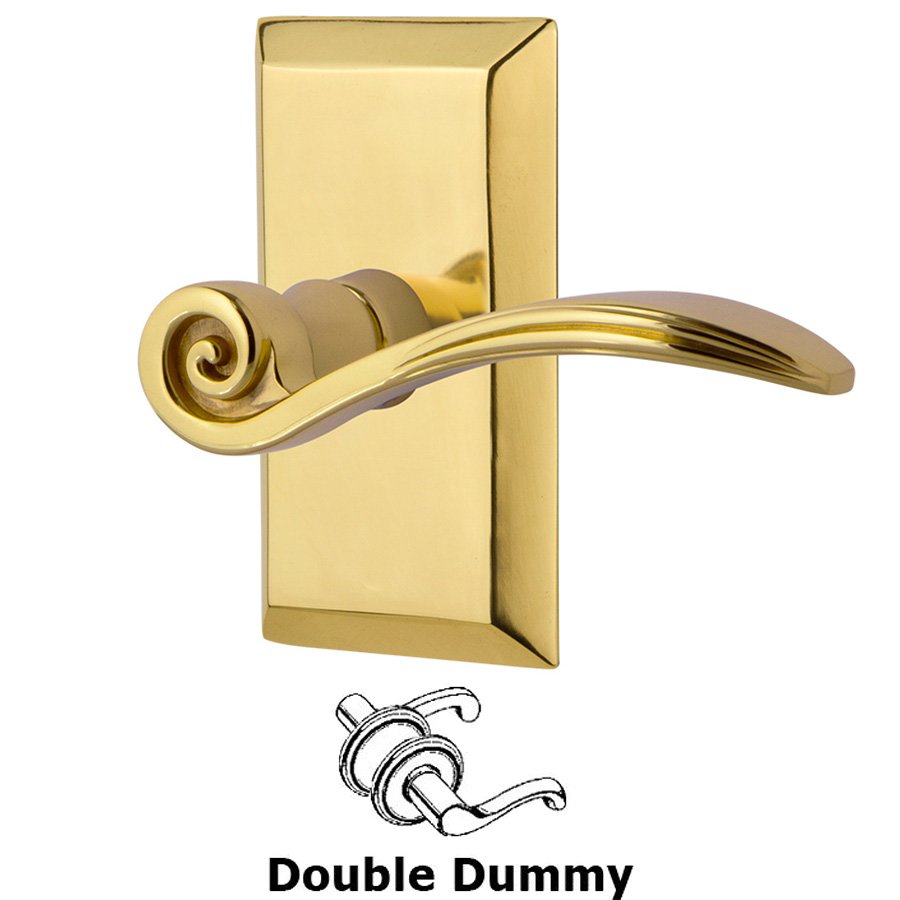 Studio Plate Double Dummy Swan Lever in Polished Brass