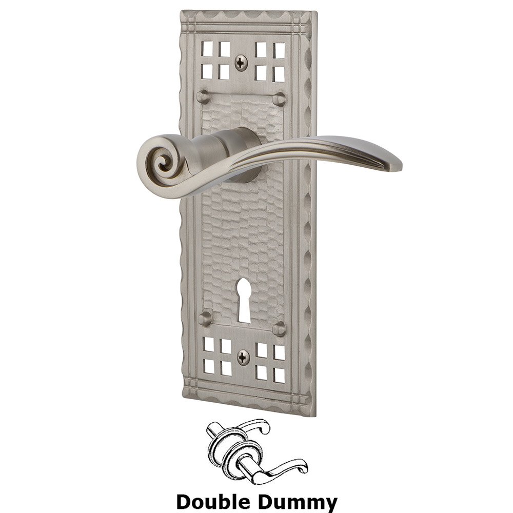 Craftsman Plate Double Dummy with Keyhole and  Swan Lever in Satin Nickel