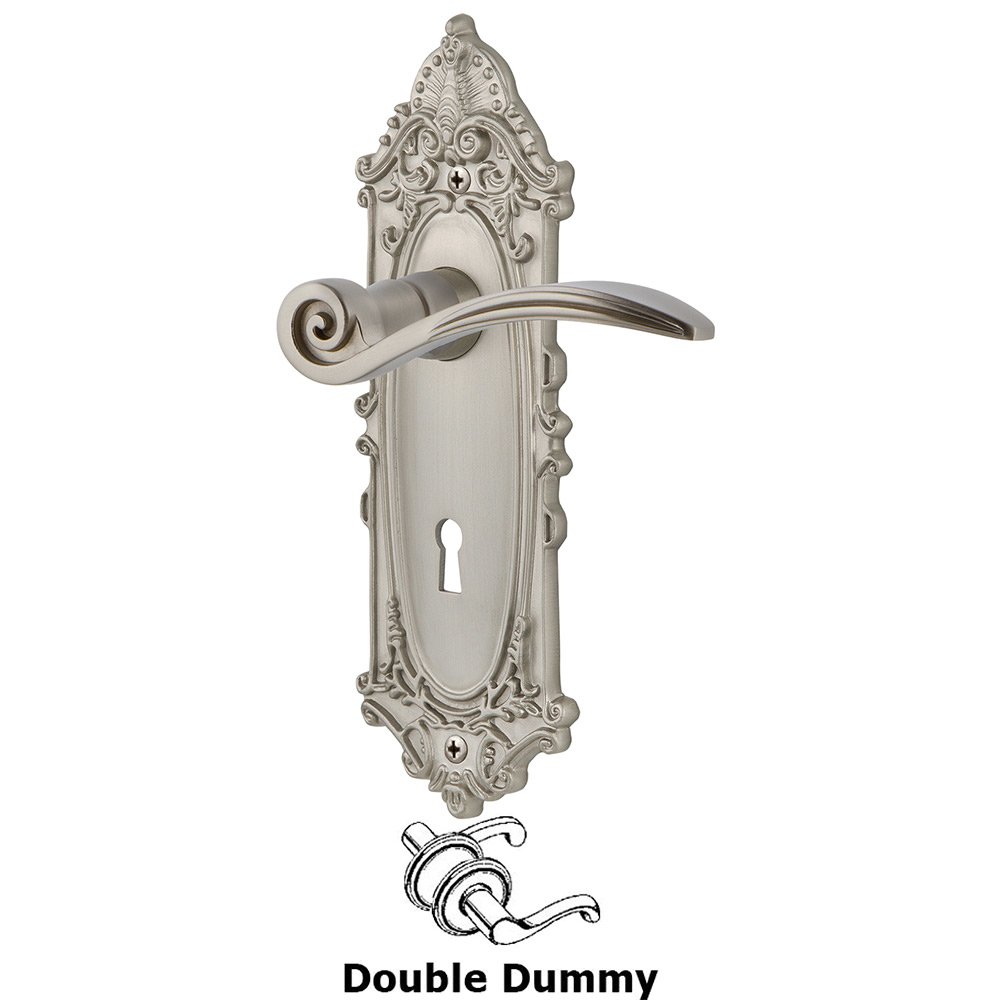 Victorian Plate Double Dummy with Keyhole and  Swan Lever in Satin Nickel