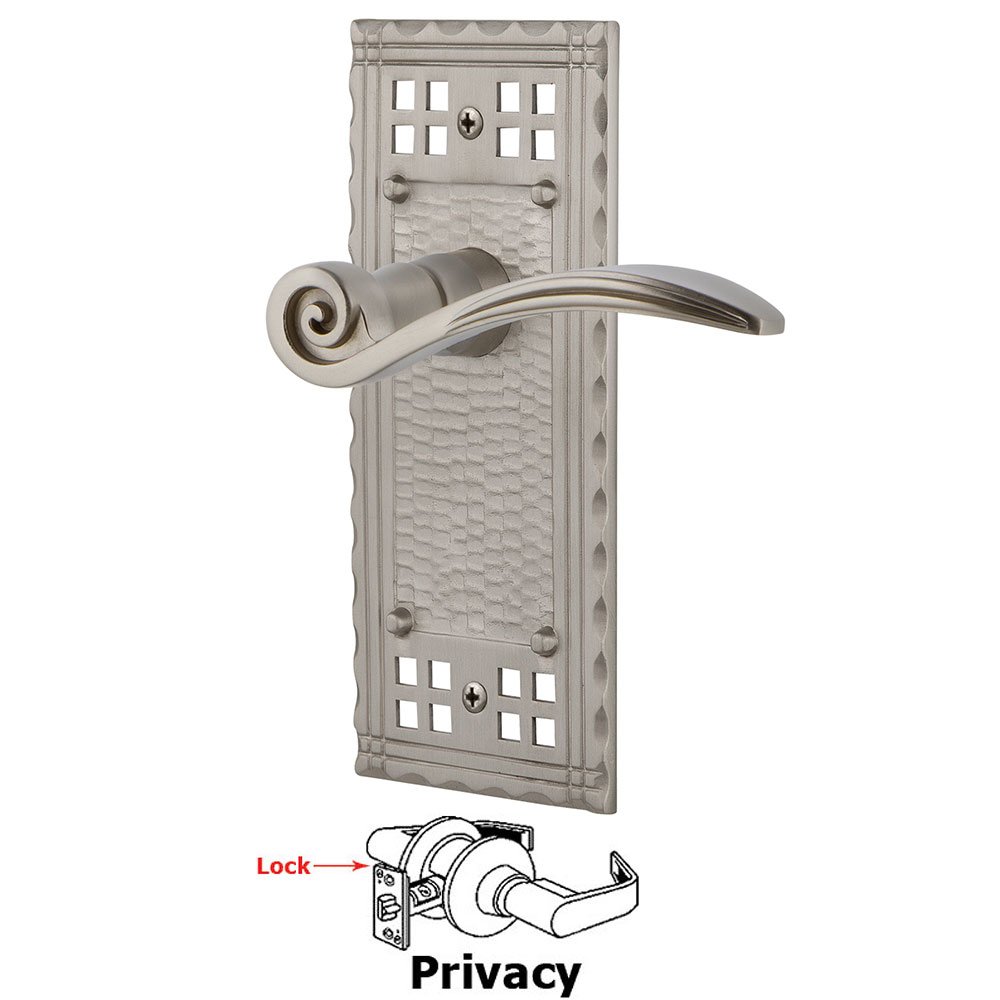 Craftsman Plate Privacy Swan Lever in Satin Nickel