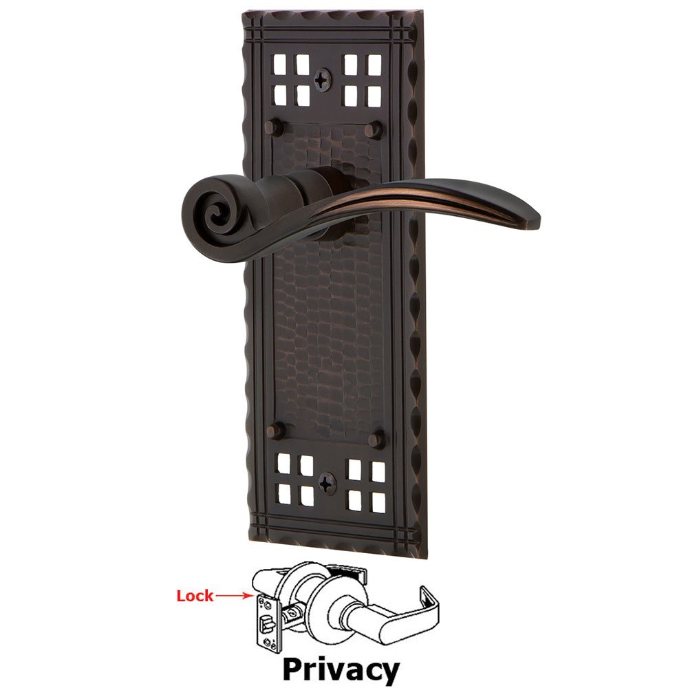 Craftsman Plate Privacy Swan Lever in Timeless Bronze