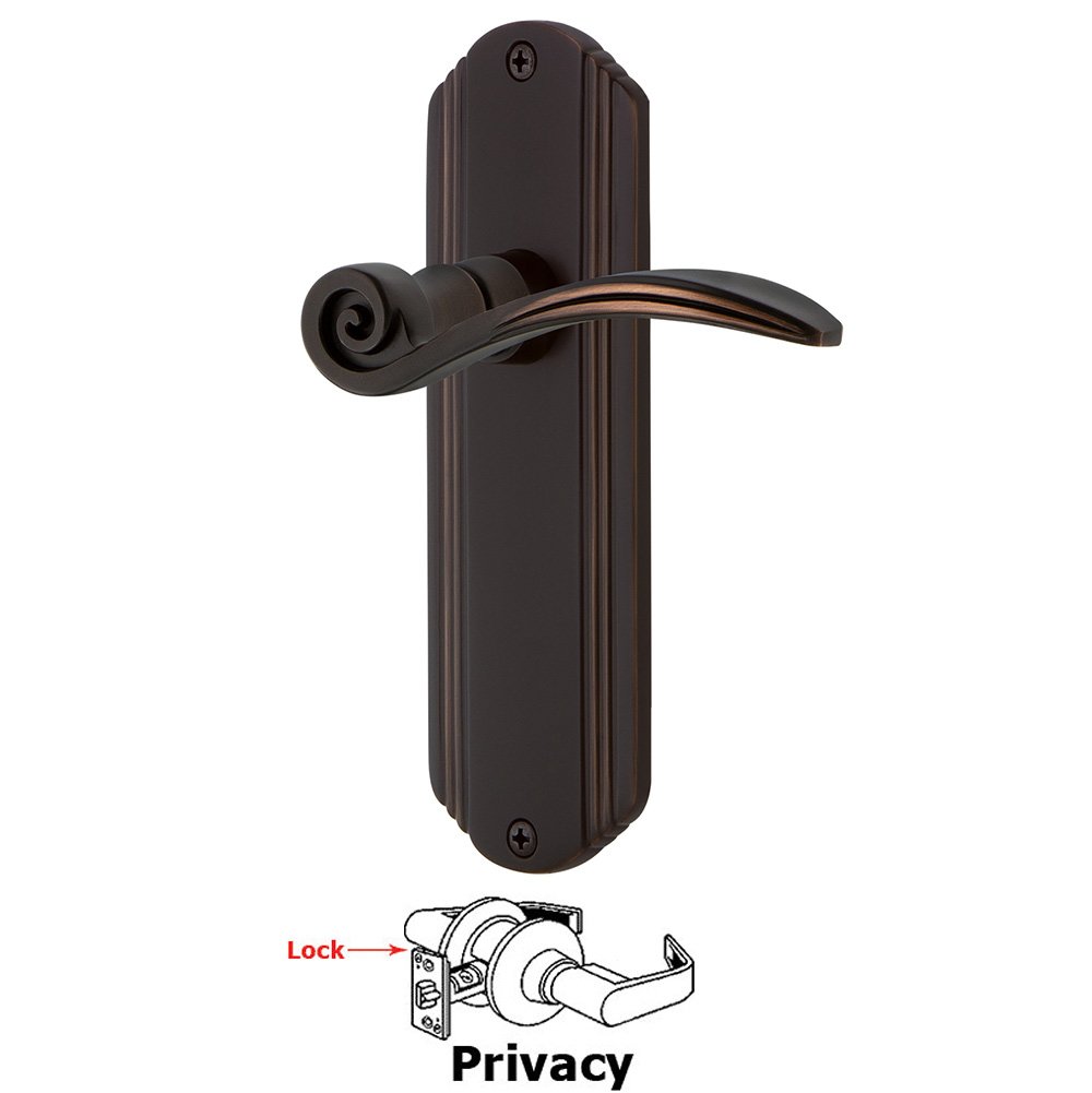 Deco Plate Privacy Swan Lever in Timeless Bronze