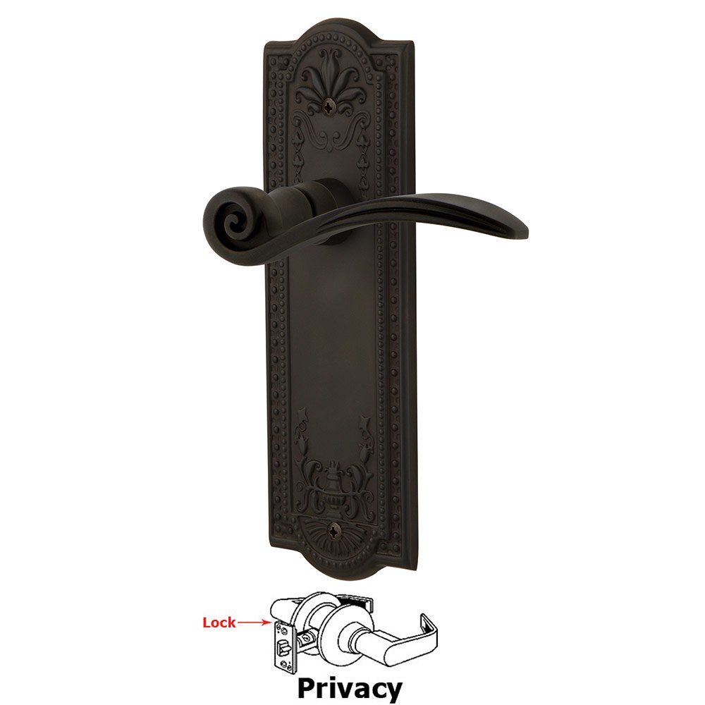 Meadows Plate Privacy Swan Lever in Oil-Rubbed Bronze