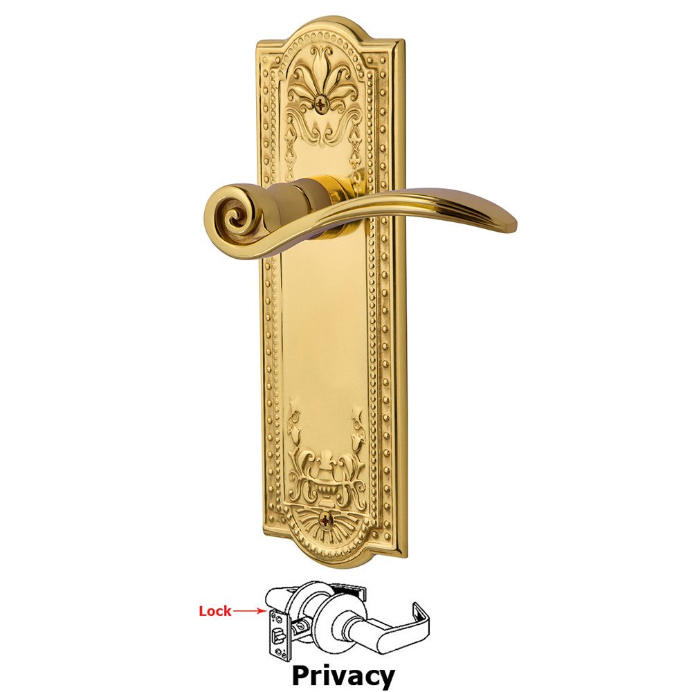 Meadows Plate Privacy Swan Lever in Polished Brass