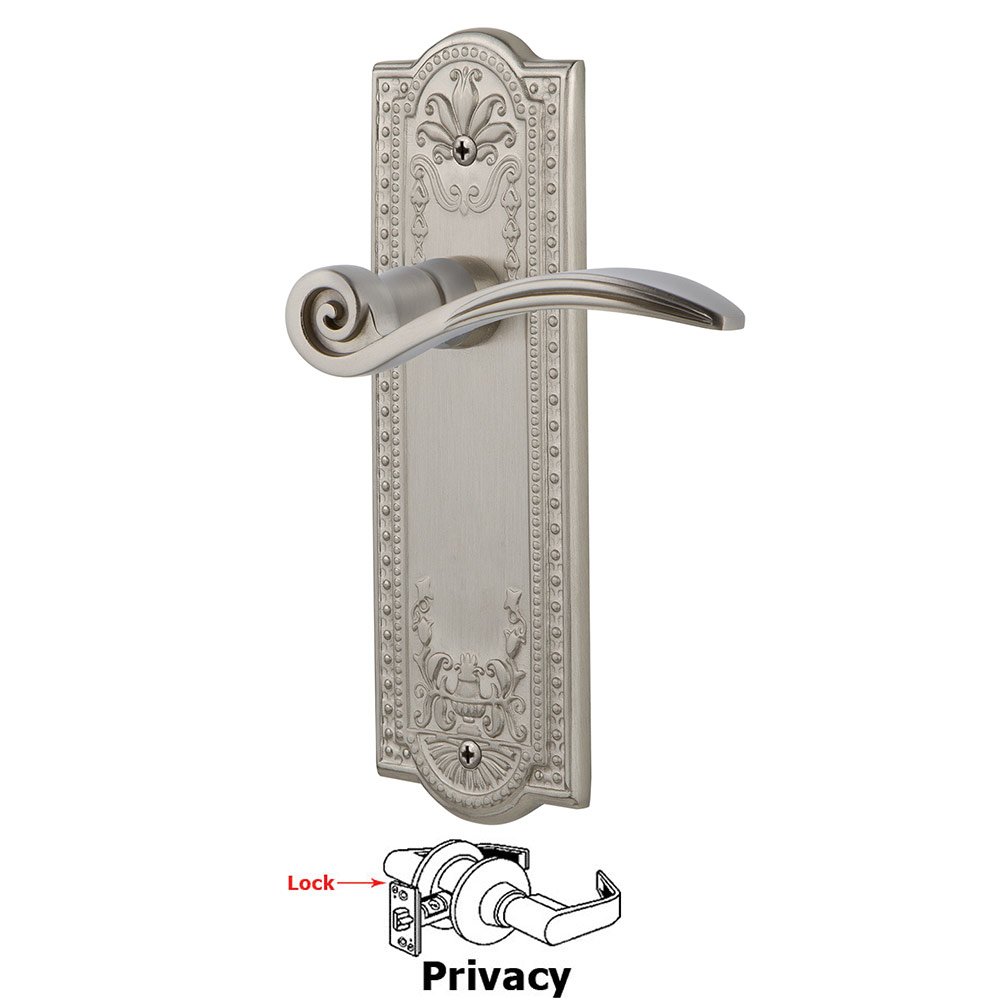 Meadows Plate Privacy Swan Lever in Satin Nickel