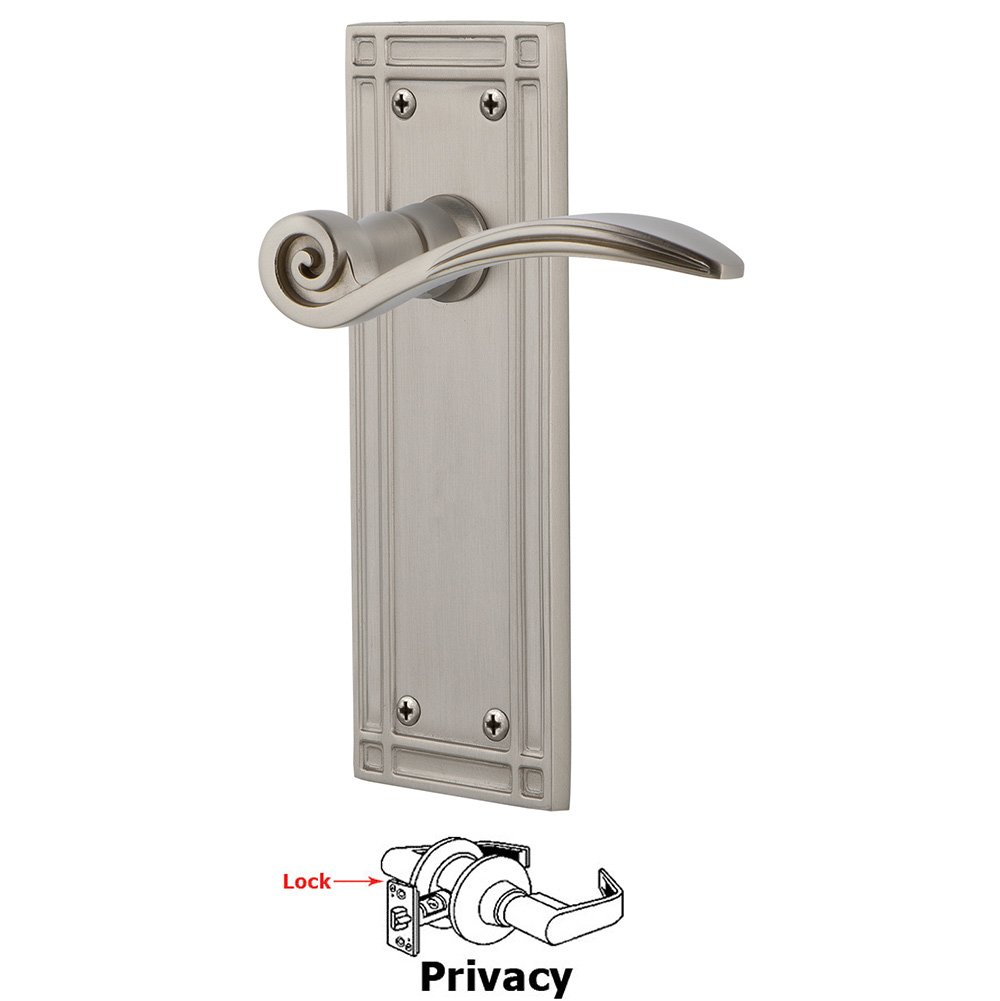Mission Plate Privacy Swan Lever in Satin Nickel