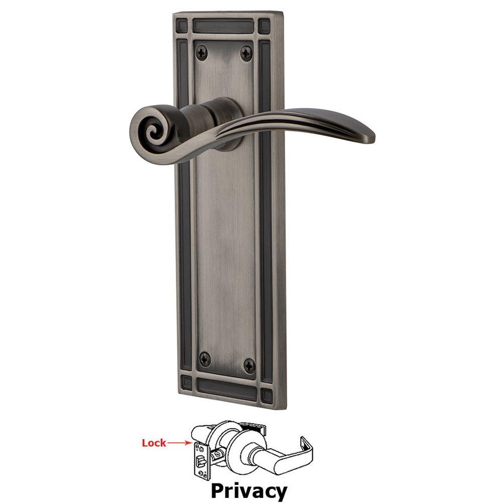 Mission Plate Privacy Swan Lever in Antique Pewter