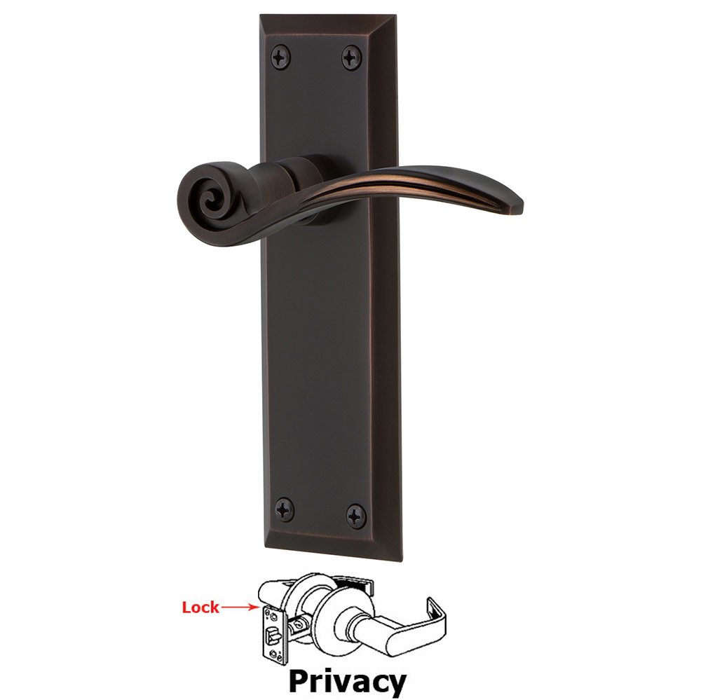 New York Plate Privacy Swan Lever in Timeless Bronze