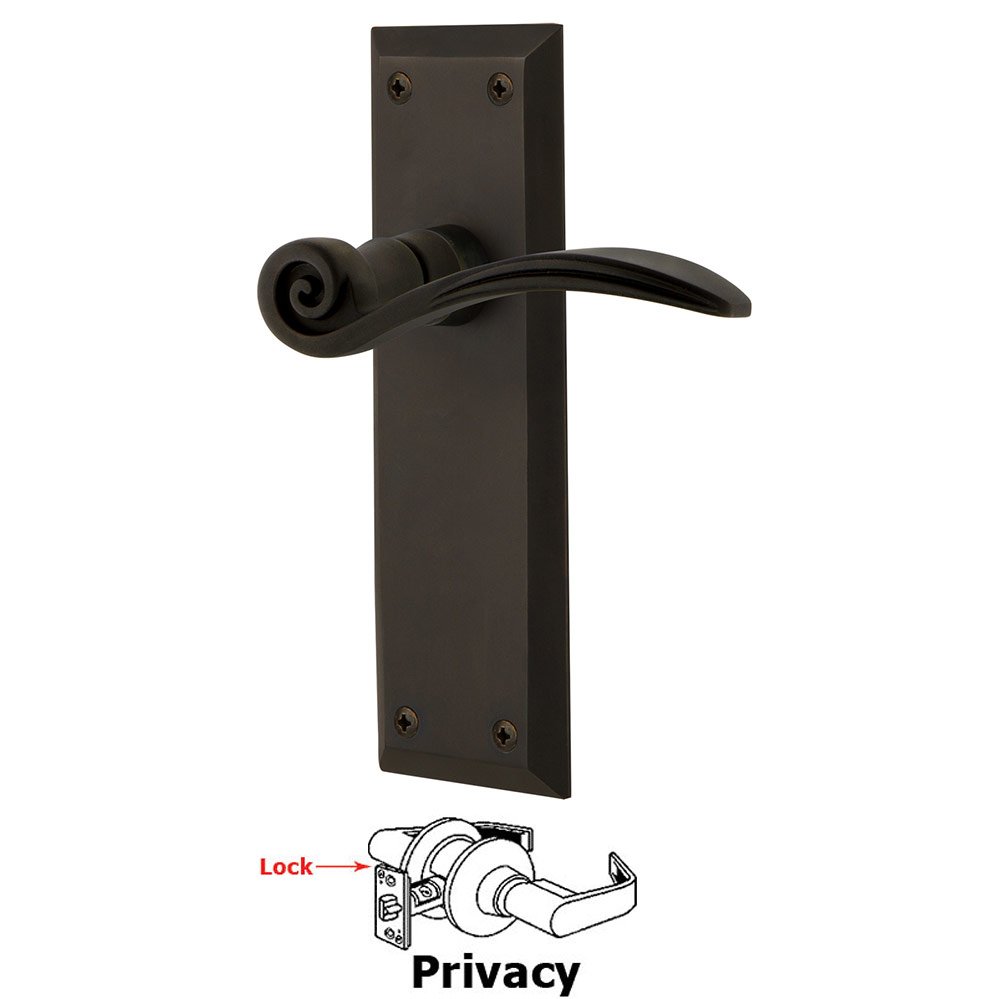 New York Plate Privacy Swan Lever in Oil-Rubbed Bronze