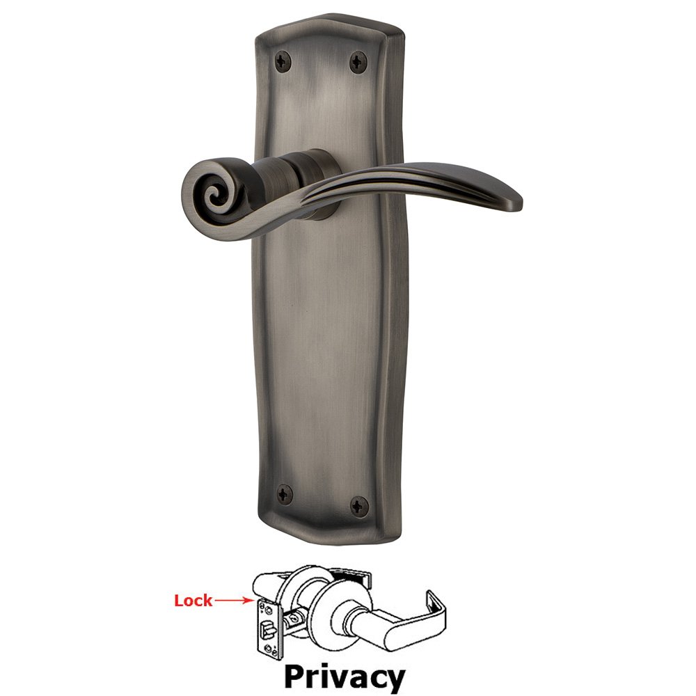 Prairie Plate Privacy Swan Lever in Antique Pewter