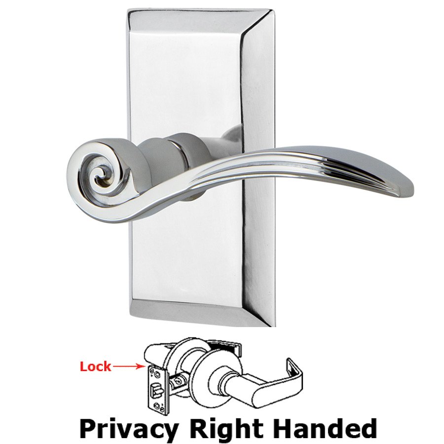 Studio Plate Privacy Right Handed Swan Lever in Bright Chrome