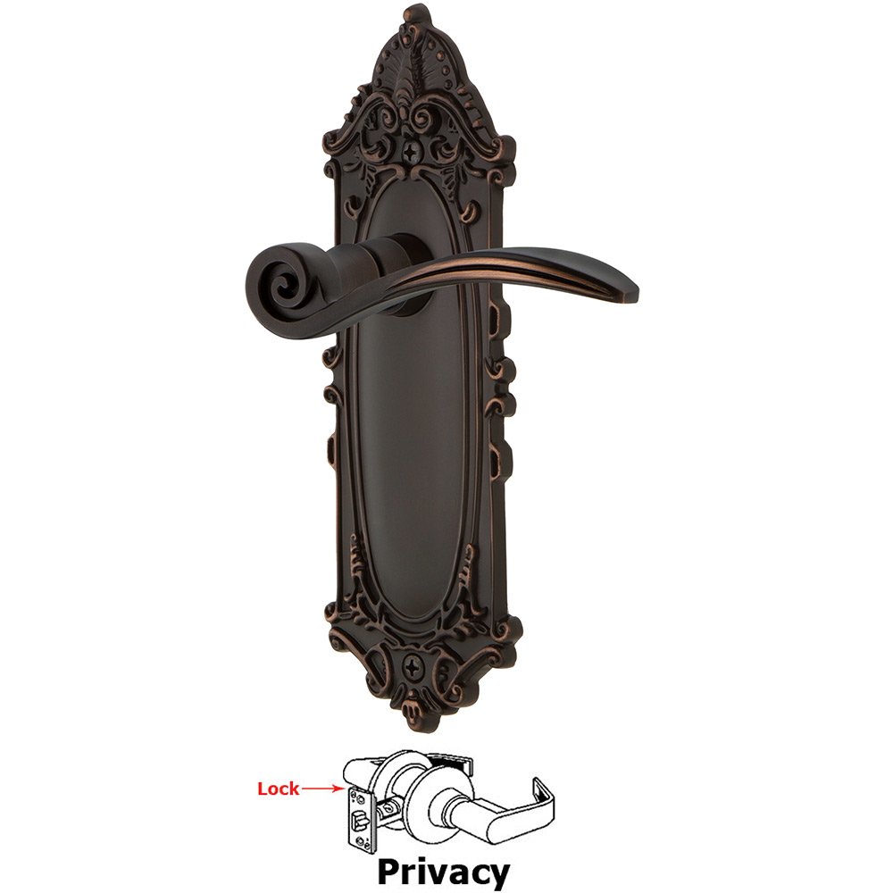 Victorian Plate Privacy Swan Lever in Timeless Bronze