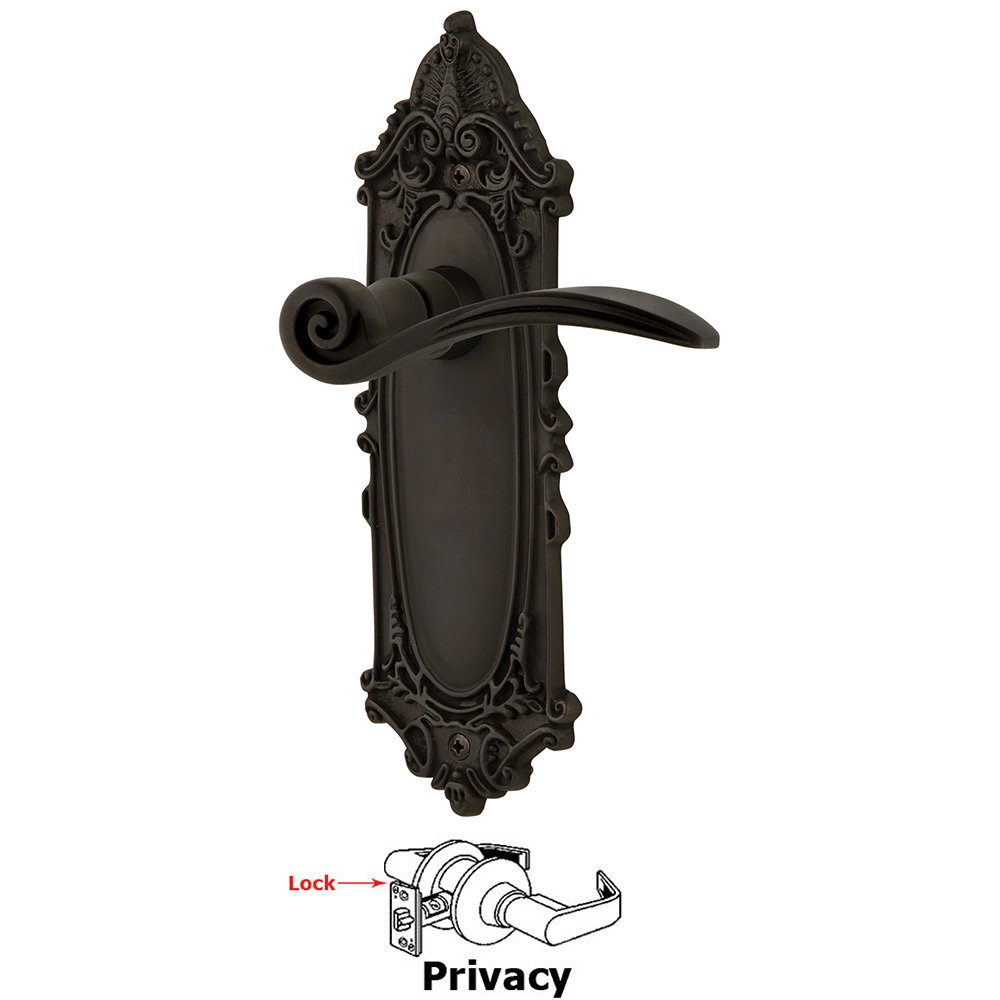 Victorian Plate Privacy Swan Lever in Oil-Rubbed Bronze