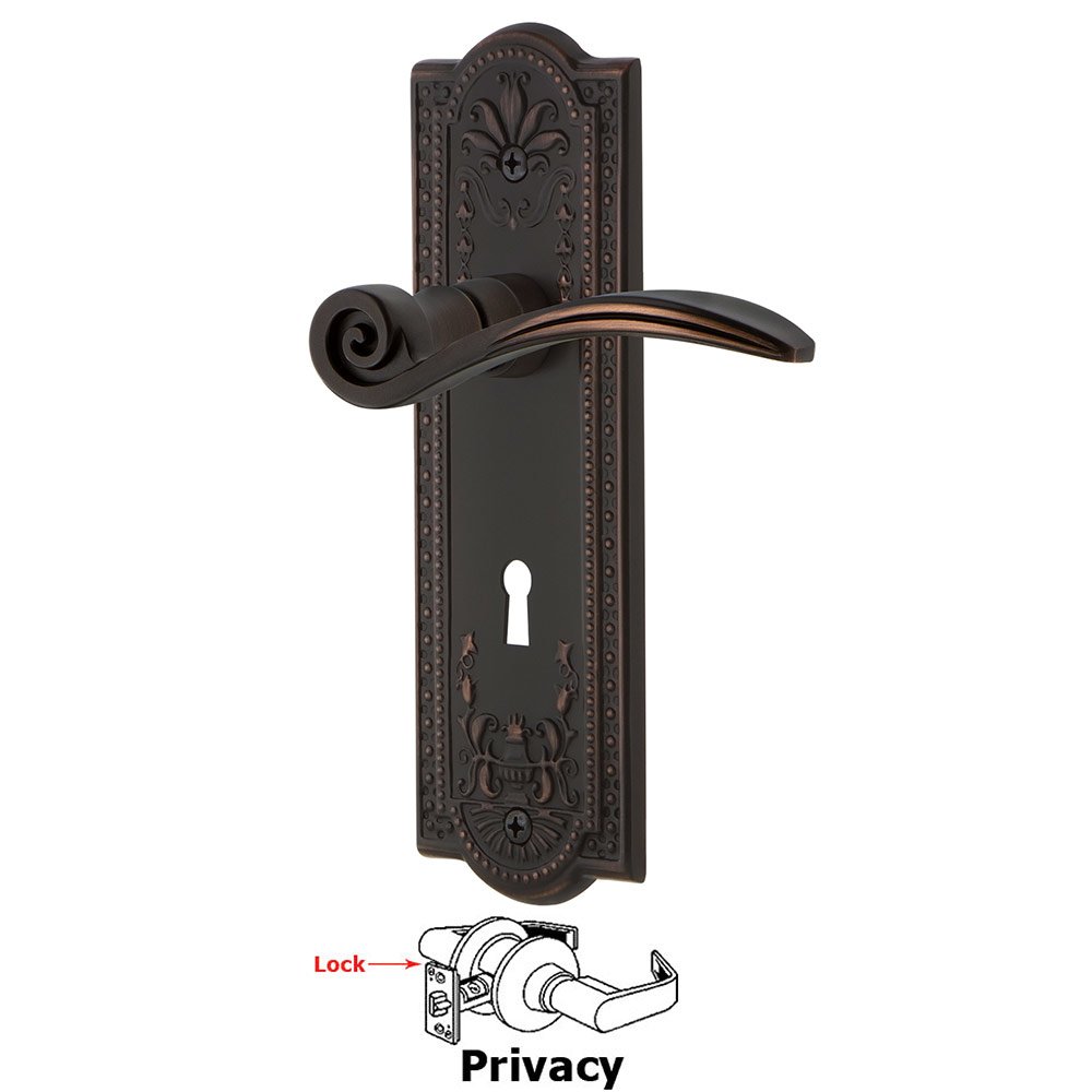 Meadows Plate Privacy with Keyhole and  Swan Lever in Timeless Bronze