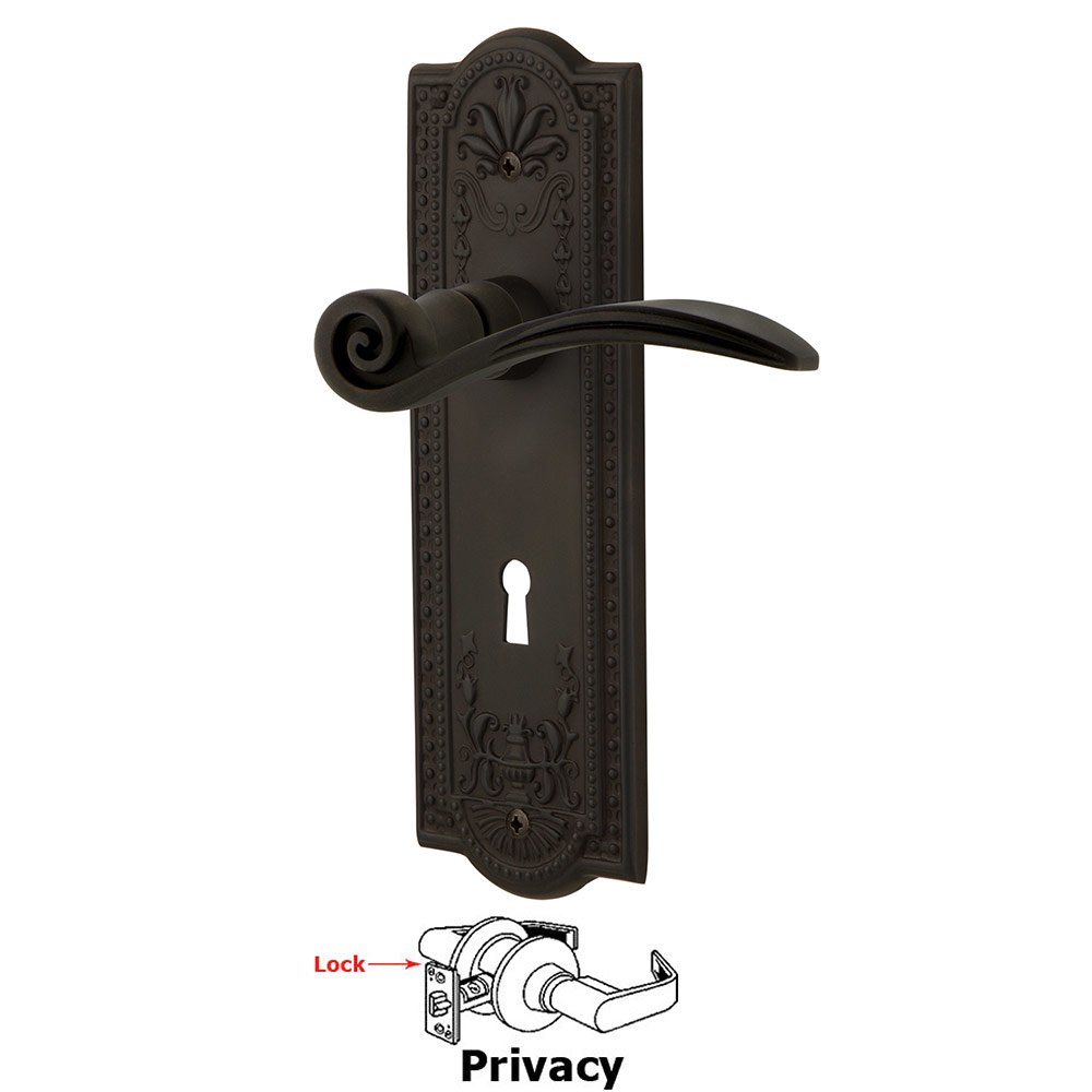 Meadows Plate Privacy with Keyhole and  Swan Lever in Oil-Rubbed Bronze
