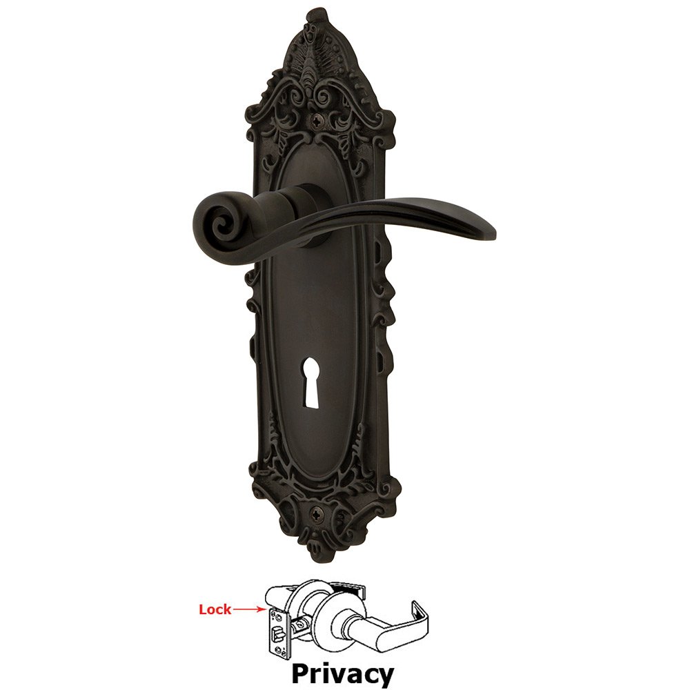 Victorian Plate Privacy with Keyhole and  Swan Lever in Oil-Rubbed Bronze