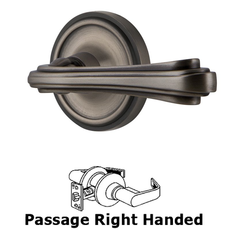 Classic Rose Passage Right Handed Fleur Lever in Antique Pewter