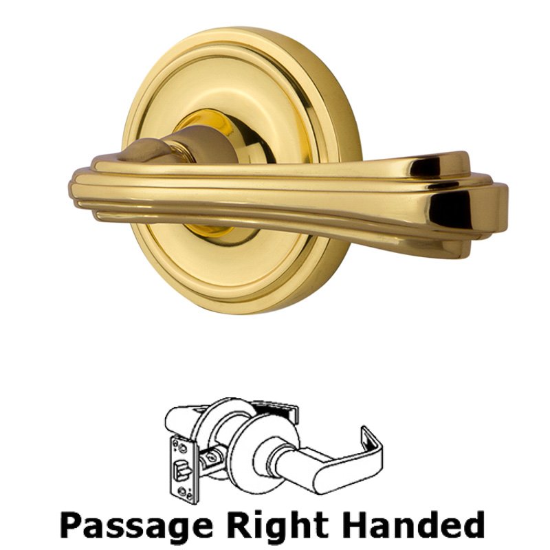 Classic Rose Passage Right Handed Fleur Lever in Polished Brass
