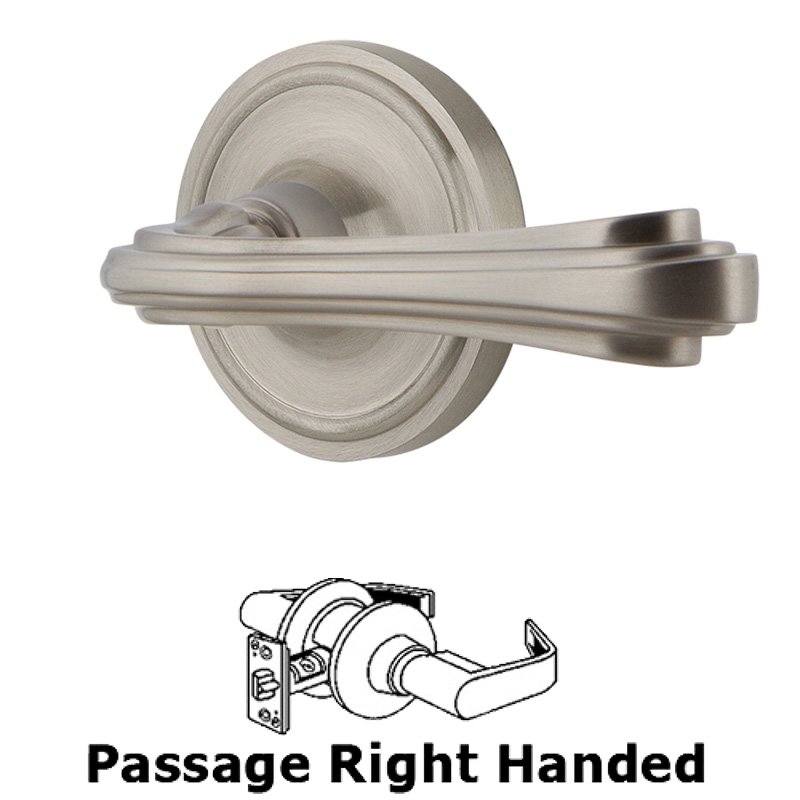 Classic Rose Passage Right Handed Fleur Lever in Satin Nickel