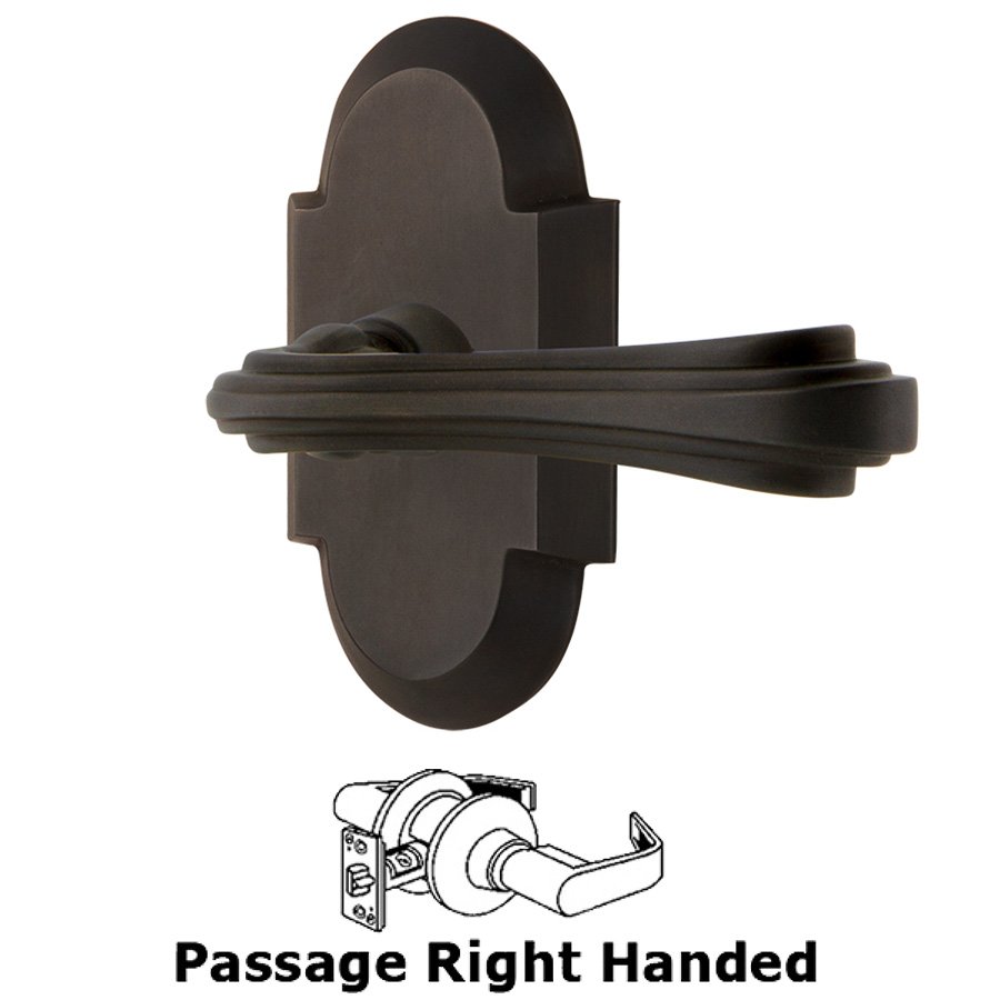 Cottage Plate Passage Right Handed Fleur Lever in Oil-Rubbed Bronze