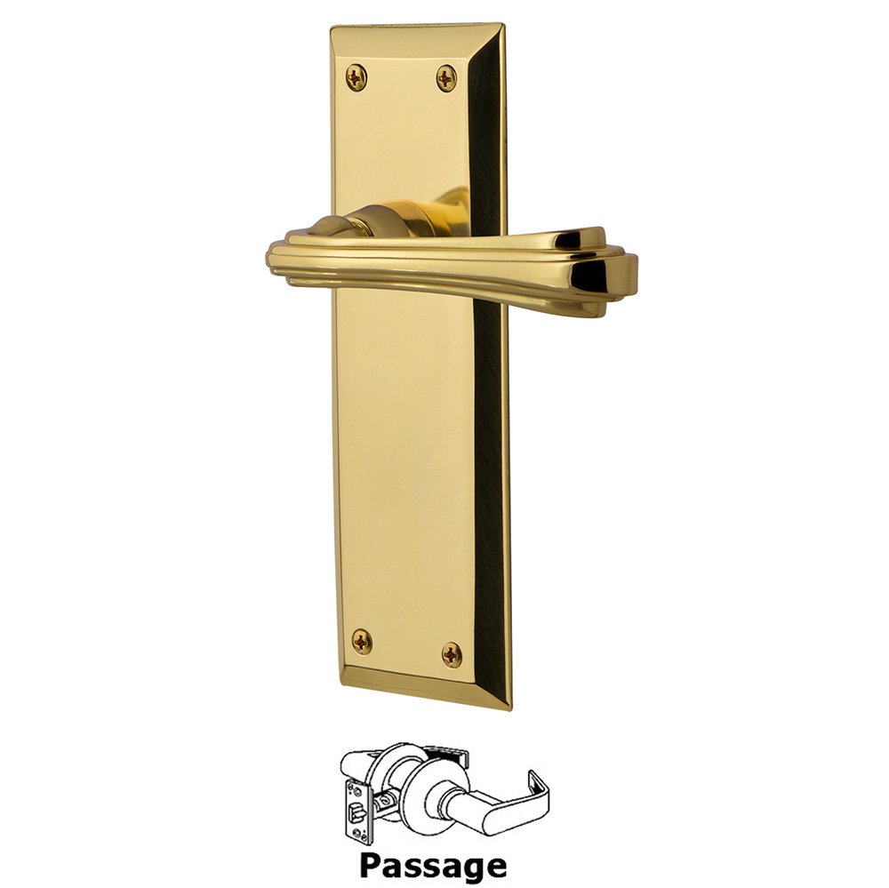 New York Plate Passage Fleur Lever in Polished Brass