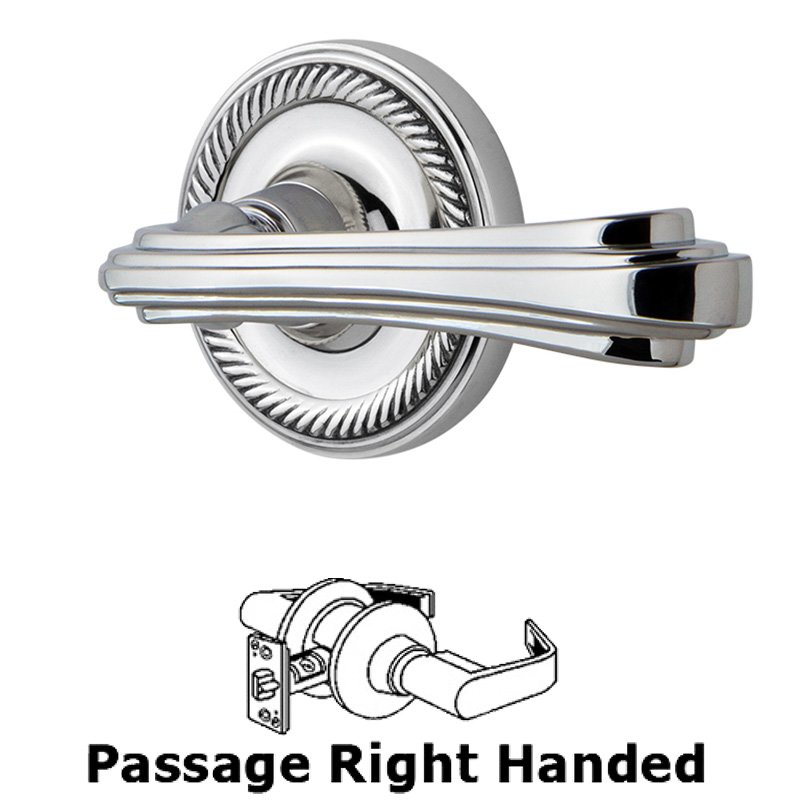 Rope Rose Passage Right Handed Fleur Lever in Bright Chrome