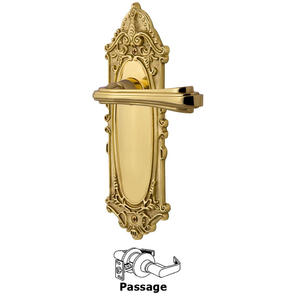 Victorian Plate Passage Fleur Lever in Unlacquered Brass