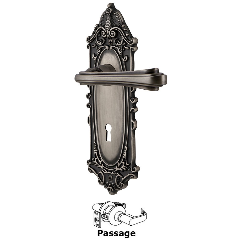 Victorian Plate Passage with Keyhole and  Fleur Lever in Antique Pewter