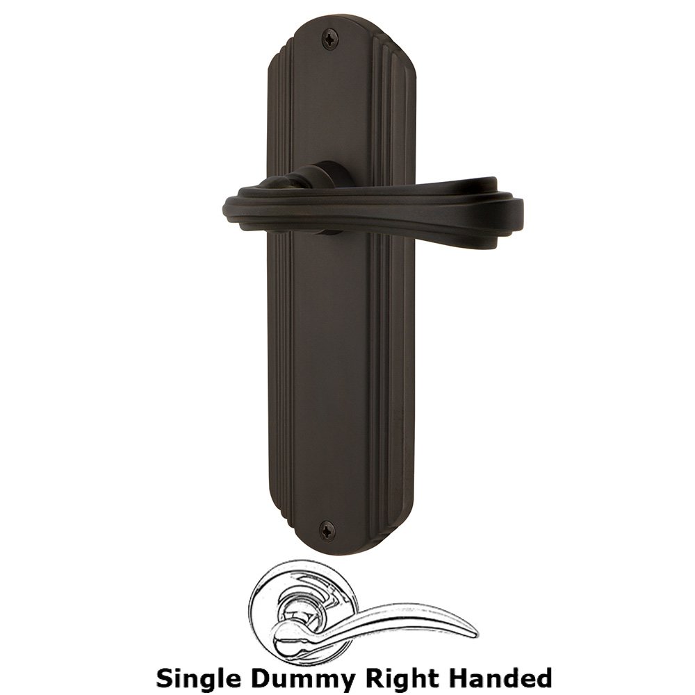 Deco Plate Single Dummy Right Handed Fleur Lever in Oil-Rubbed Bronze