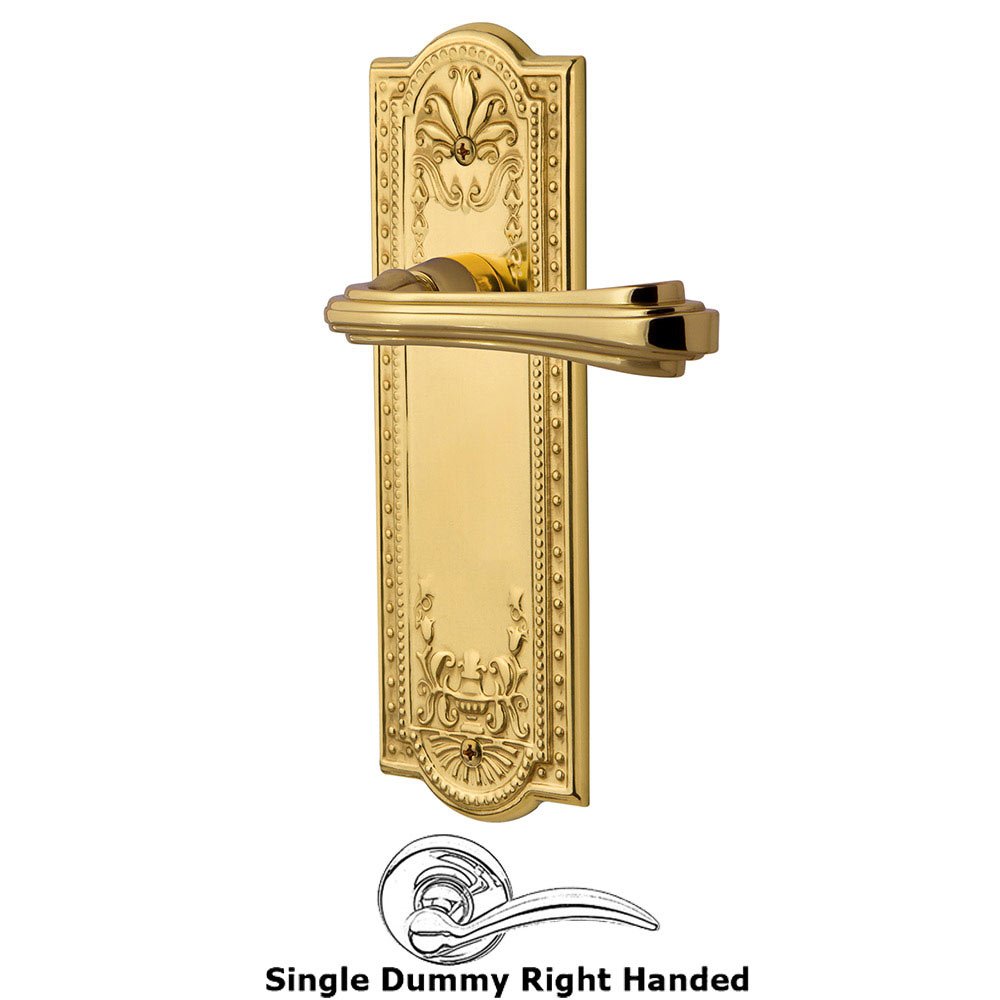 Meadows Plate Single Dummy Right Handed Fleur Lever in Polished Brass
