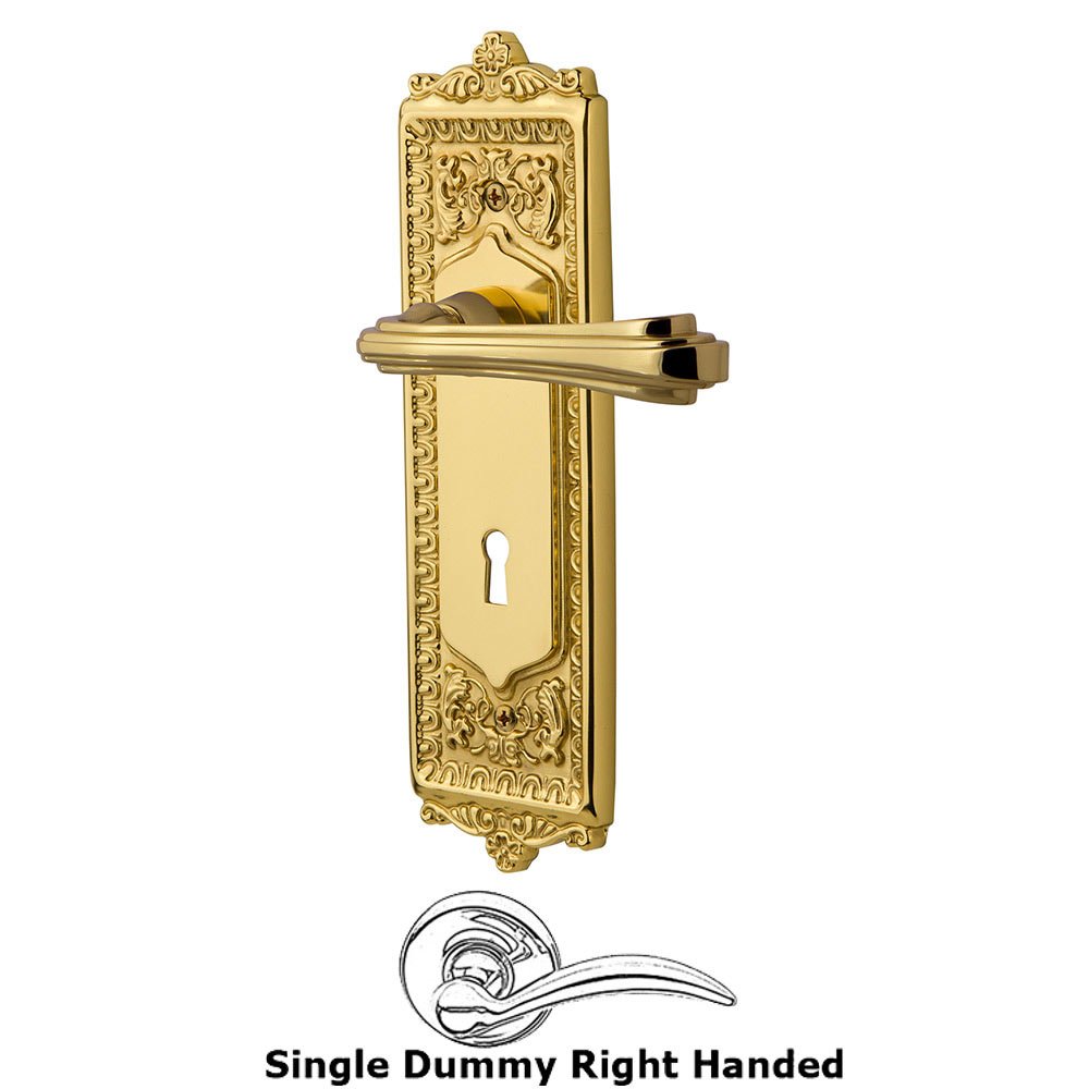 Egg & Dart Plate Single Dummy with Keyhole Right Handed Fleur Lever in Polished Brass