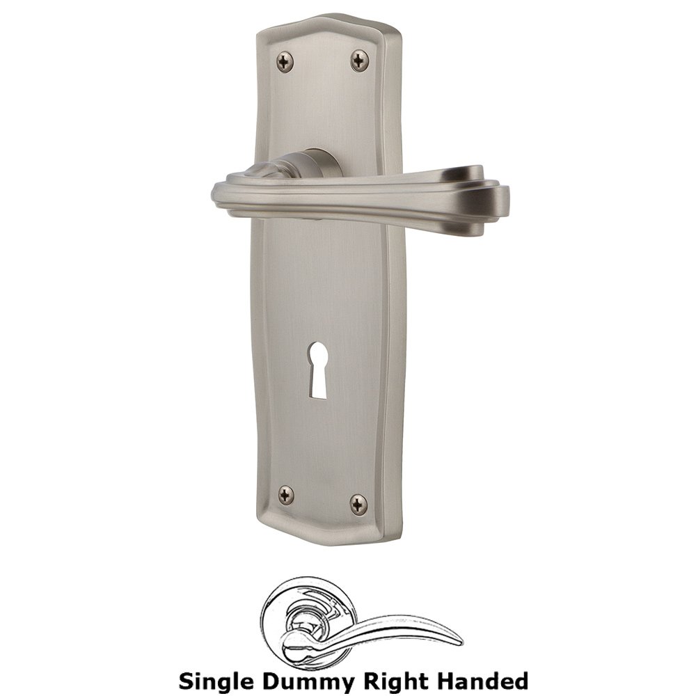 Prairie Plate Single Dummy with Keyhole Right Handed Fleur Lever in Satin Nickel