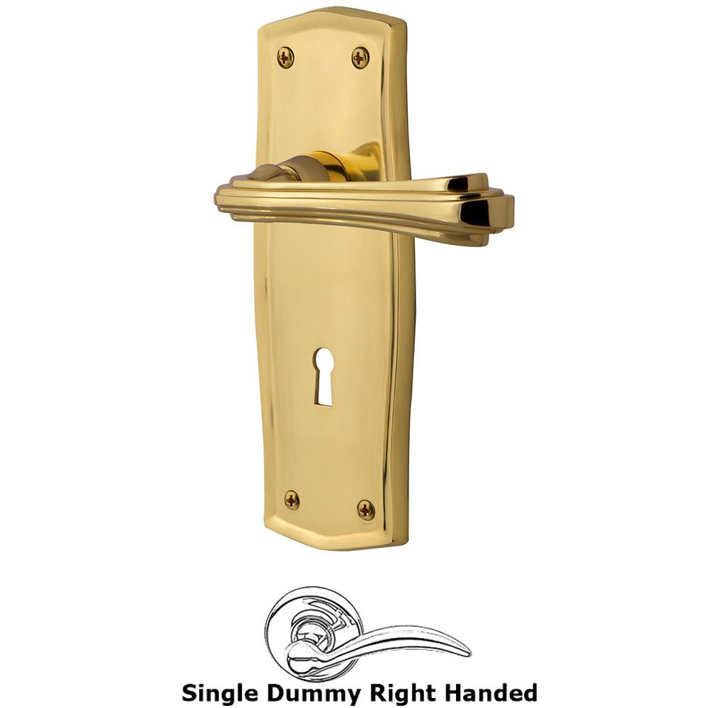 Prairie Plate Single Dummy with Keyhole Right Handed Fleur Lever in Unlacquered Brass