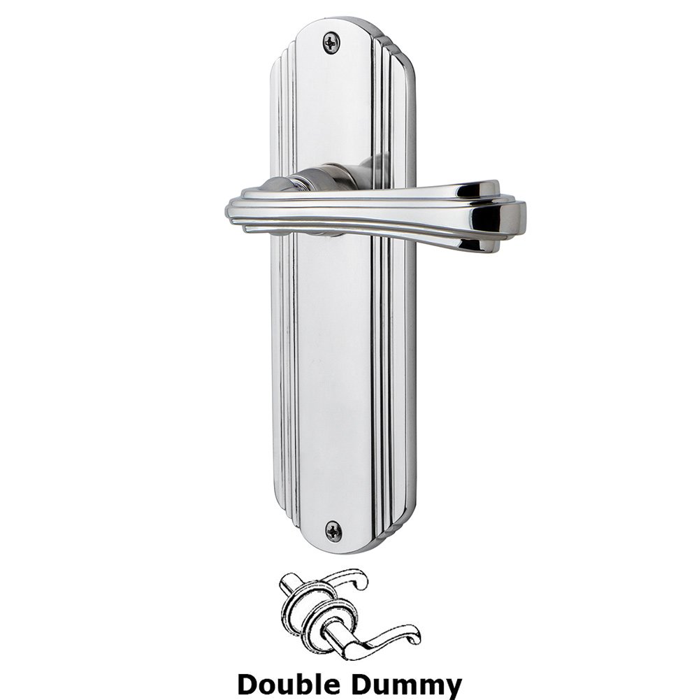 Deco Plate Double Dummy Fleur Lever in Bright Chrome