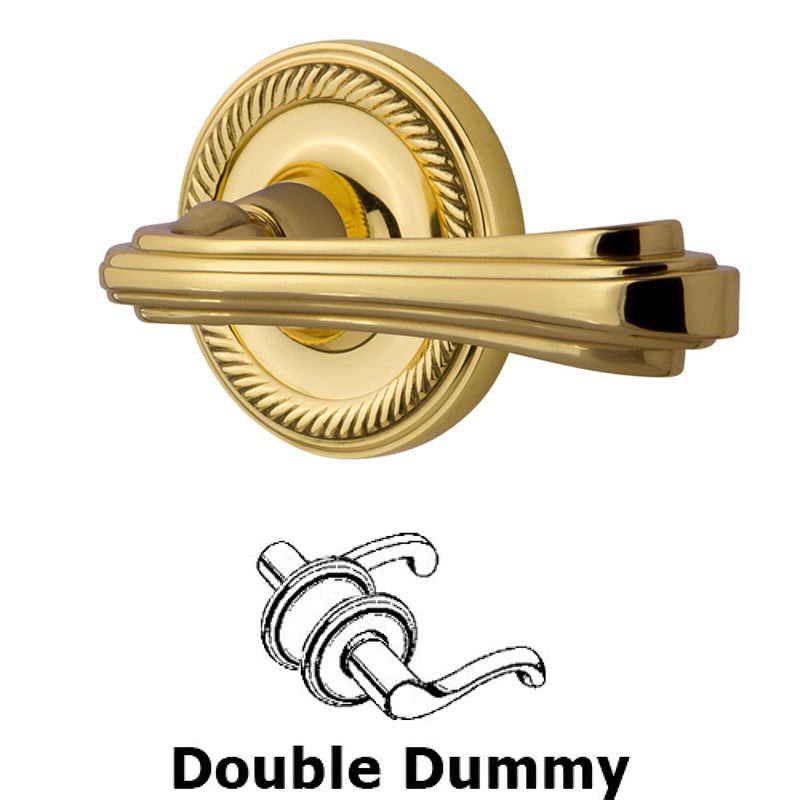 Rope Rose Double Dummy Fleur Lever in Polished Brass