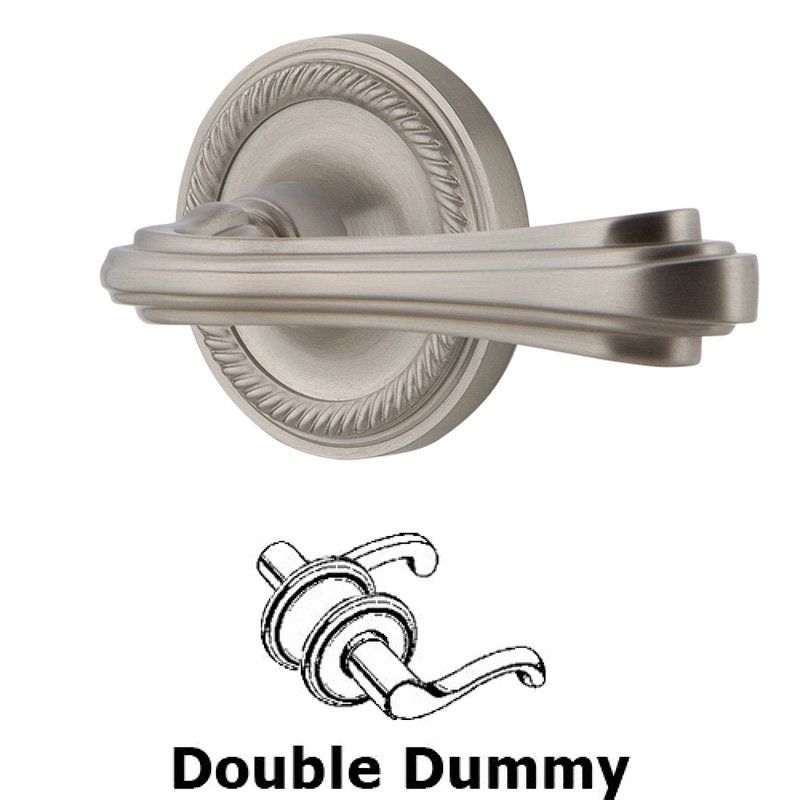 Rope Rose Double Dummy Fleur Lever in Satin Nickel