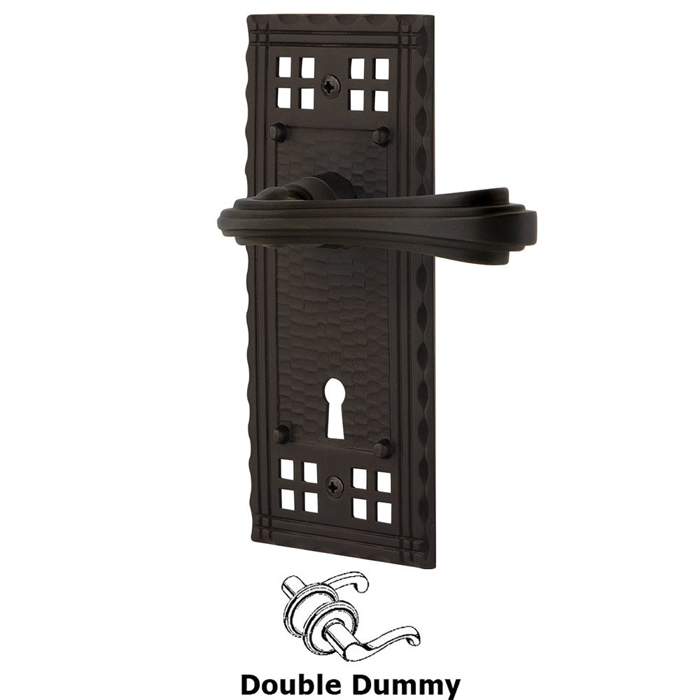 Craftsman Plate Double Dummy with Keyhole and  Fleur Lever in Oil-Rubbed Bronze
