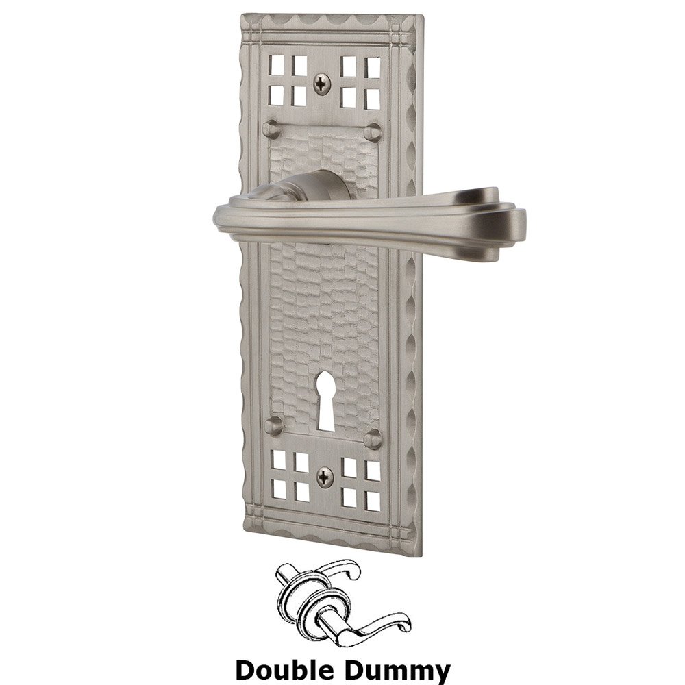 Craftsman Plate Double Dummy with Keyhole and  Fleur Lever in Satin Nickel