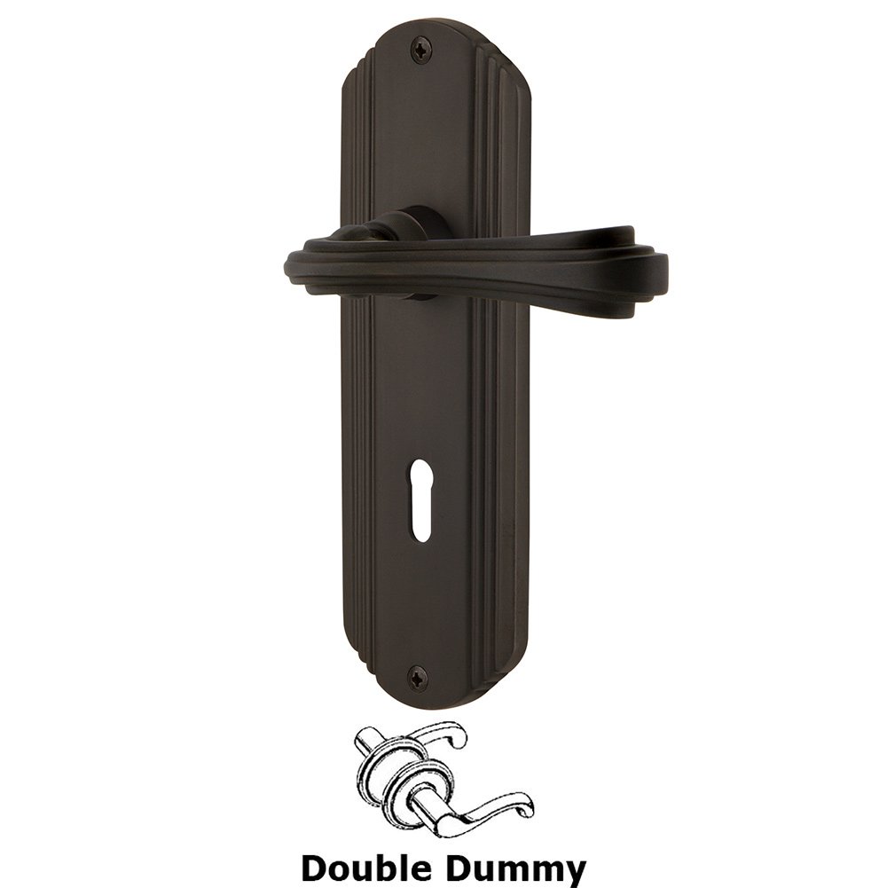 Deco Plate Double Dummy with Keyhole and  Fleur Lever in Oil-Rubbed Bronze