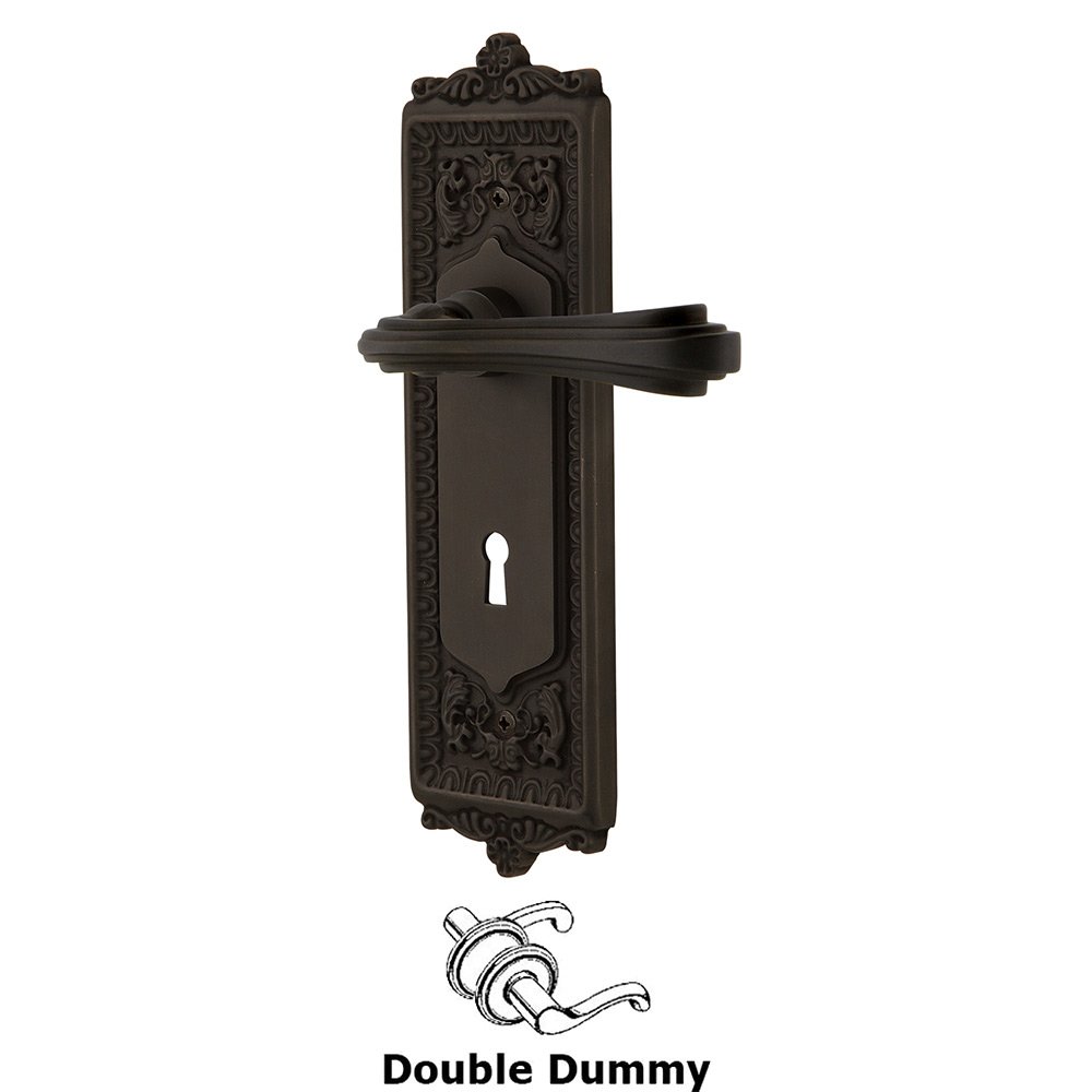 Egg & Dart Plate Double Dummy with Keyhole and  Fleur Lever in Oil-Rubbed Bronze