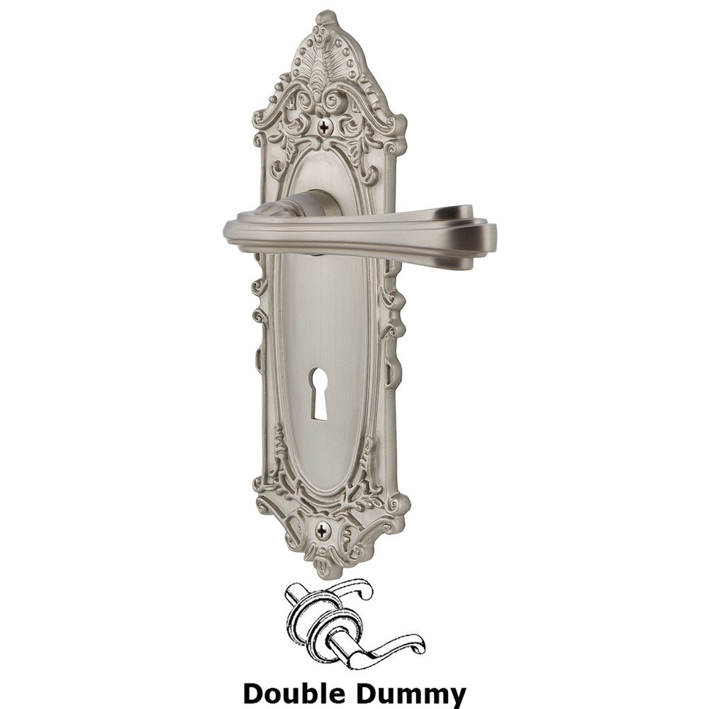 Victorian Plate Double Dummy with Keyhole and  Fleur Lever in Satin Nickel