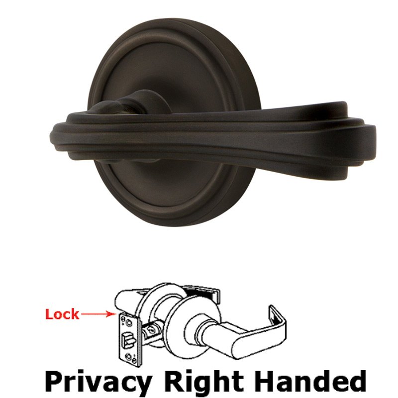 Classic Rose Privacy Right Handed Fleur Lever in Oil-Rubbed Bronze