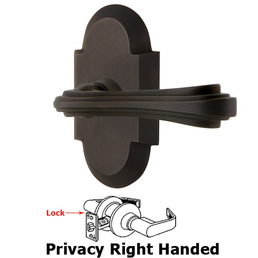 Cottage Plate Privacy Right Handed Fleur Lever in Oil-Rubbed Bronze