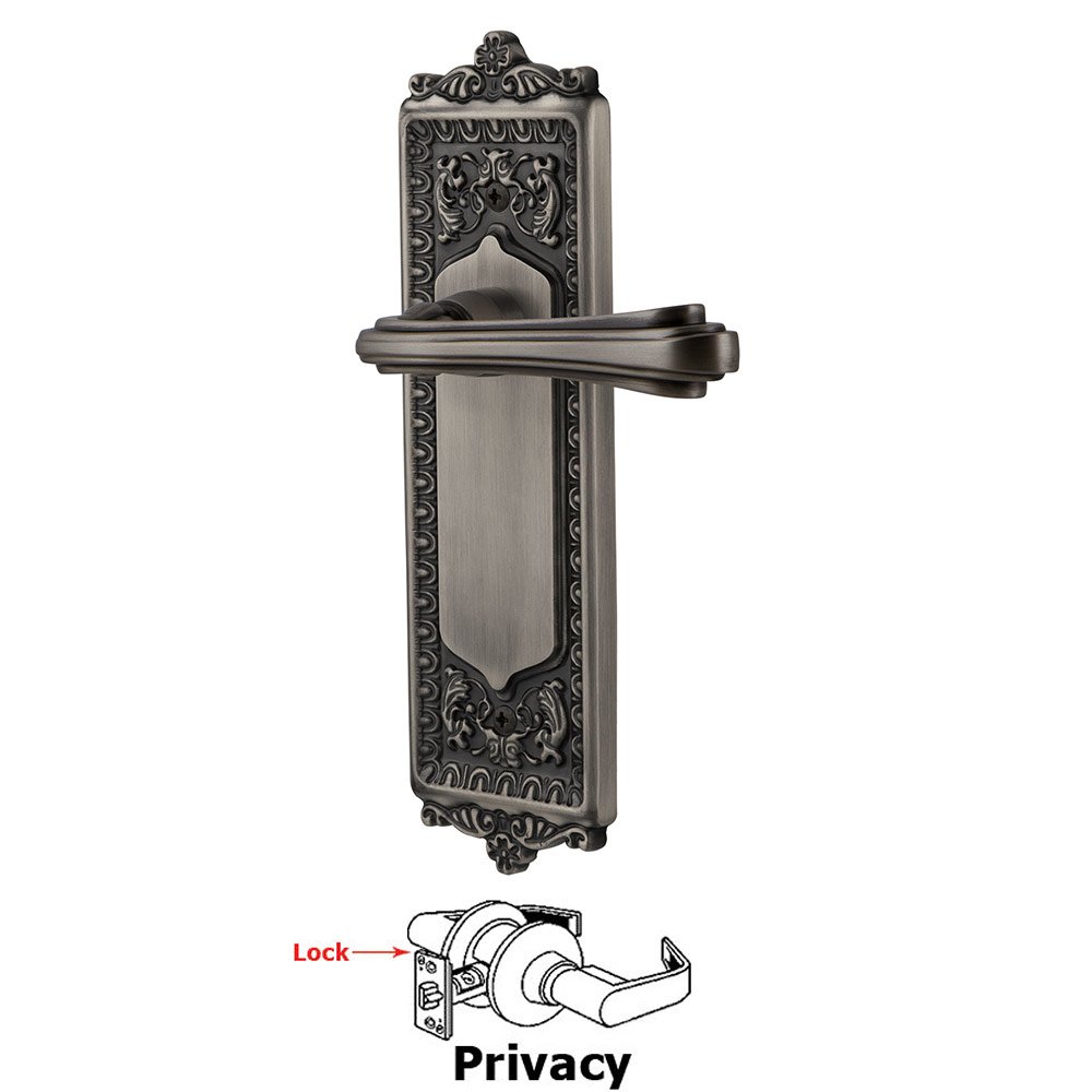 Egg & Dart Plate Privacy Fleur Lever in Antique Pewter
