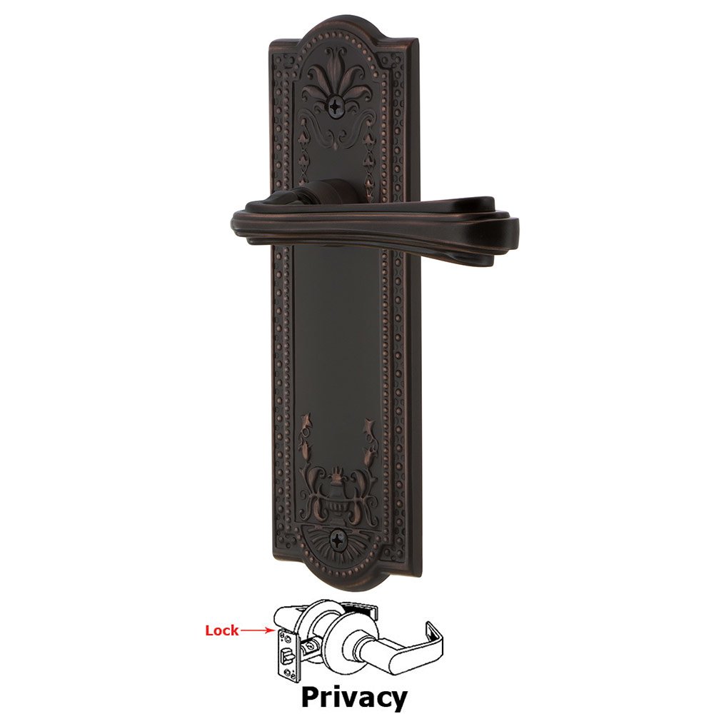 Meadows Plate Privacy Fleur Lever in Timeless Bronze