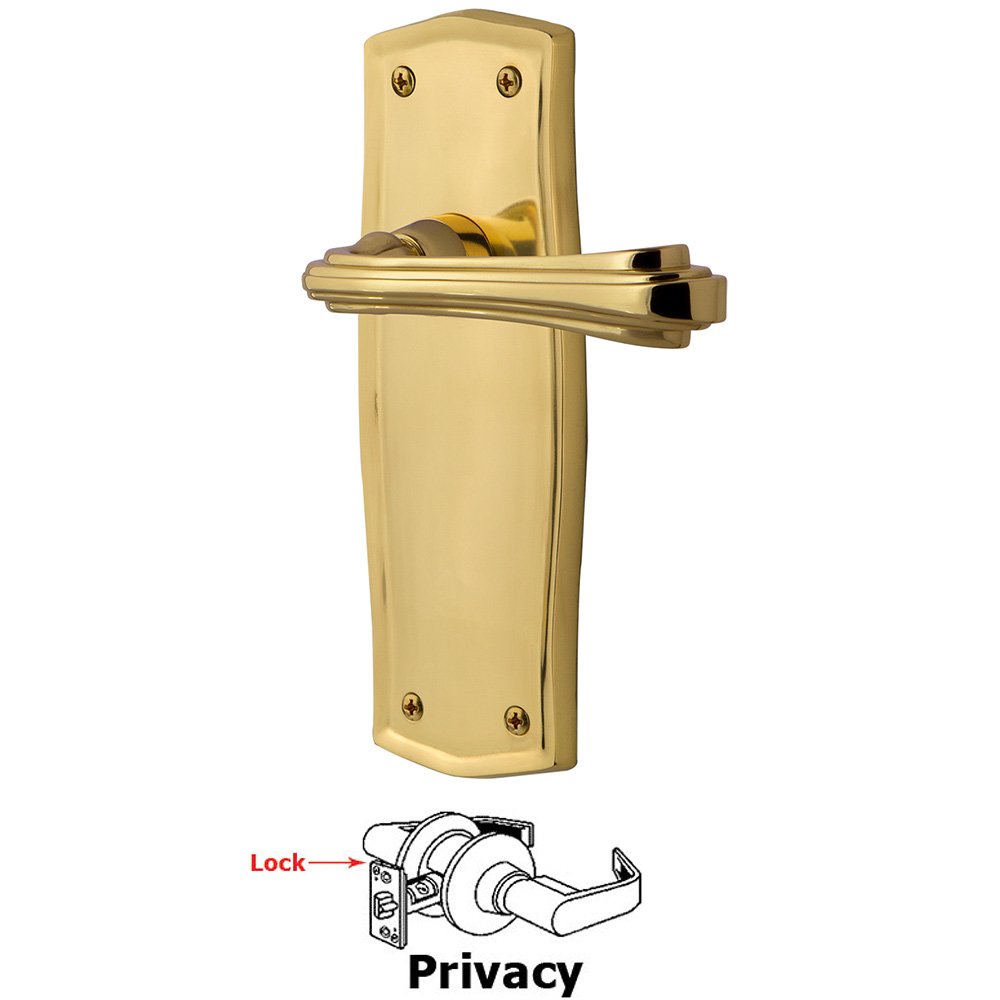 Prairie Plate Privacy Fleur Lever in Unlacquered Brass