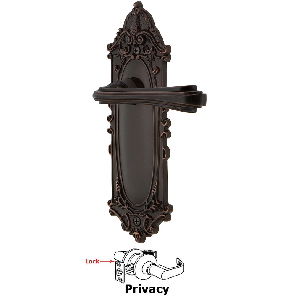 Victorian Plate Privacy Fleur Lever in Timeless Bronze