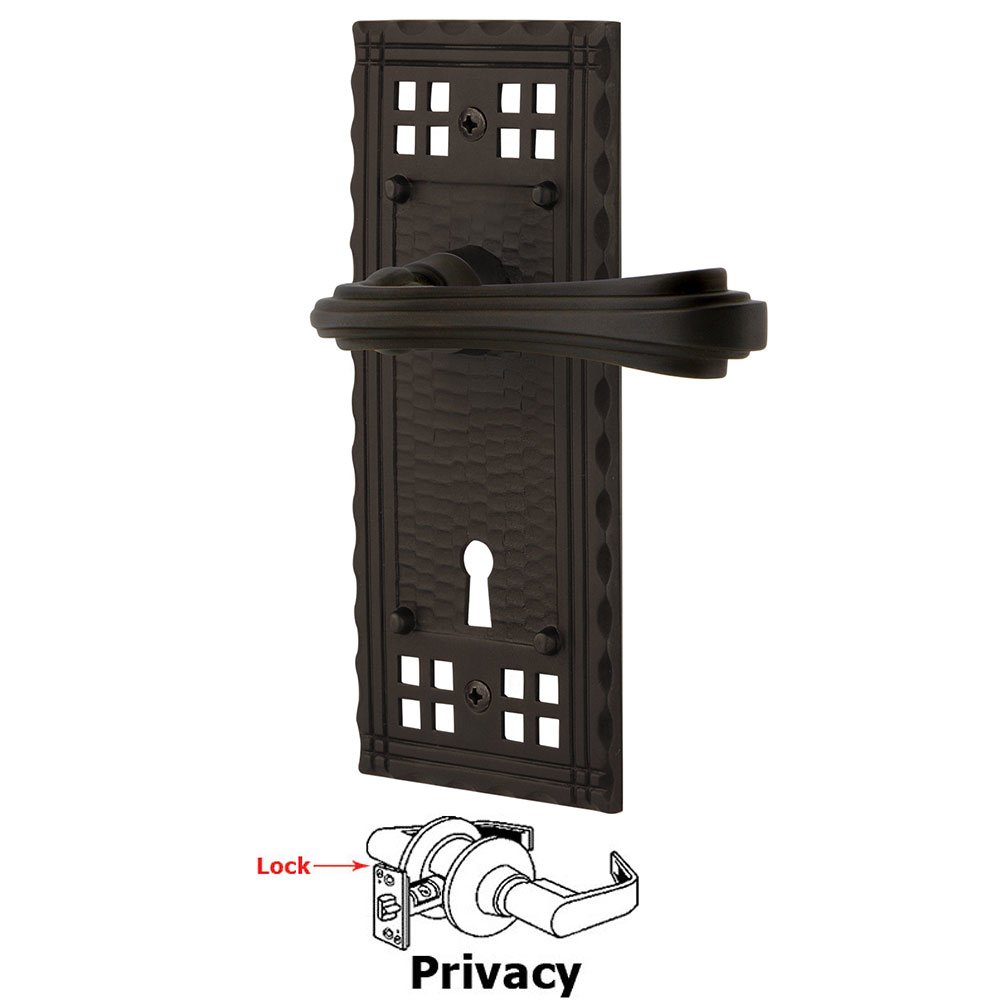 Craftsman Plate Privacy with Keyhole and  Fleur Lever in Oil-Rubbed Bronze
