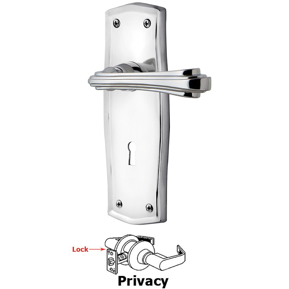 Prairie Plate Privacy with Keyhole and  Fleur Lever in Bright Chrome