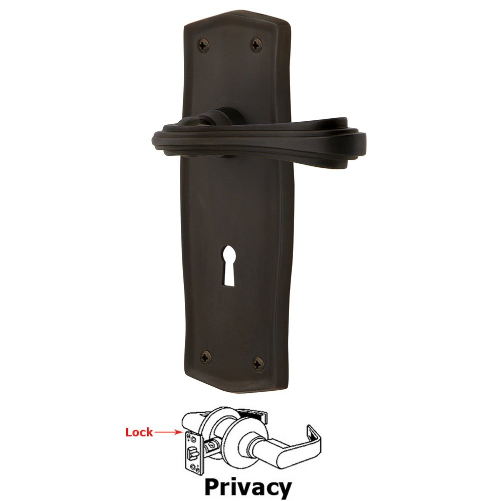 Prairie Plate Privacy with Keyhole and  Fleur Lever in Oil-Rubbed Bronze